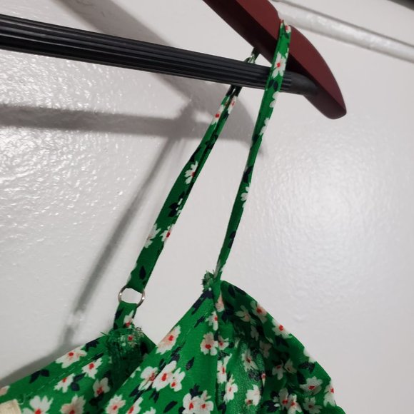 Jessica Simpson Women's Extra Small Green Floral Sleeveless Midi-Dress with Slip - Picture 6 of 10